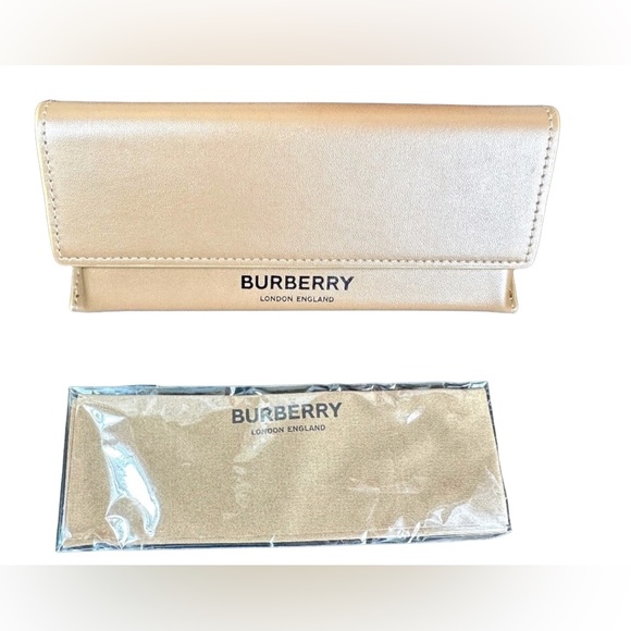 BURBERRY NWOT LEATHER SUNGLASS CASE WITH NEW CLEANING CLOTH NIB - Picture 2 of 5